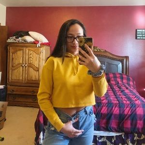 Yellow Cropped Hoodie !